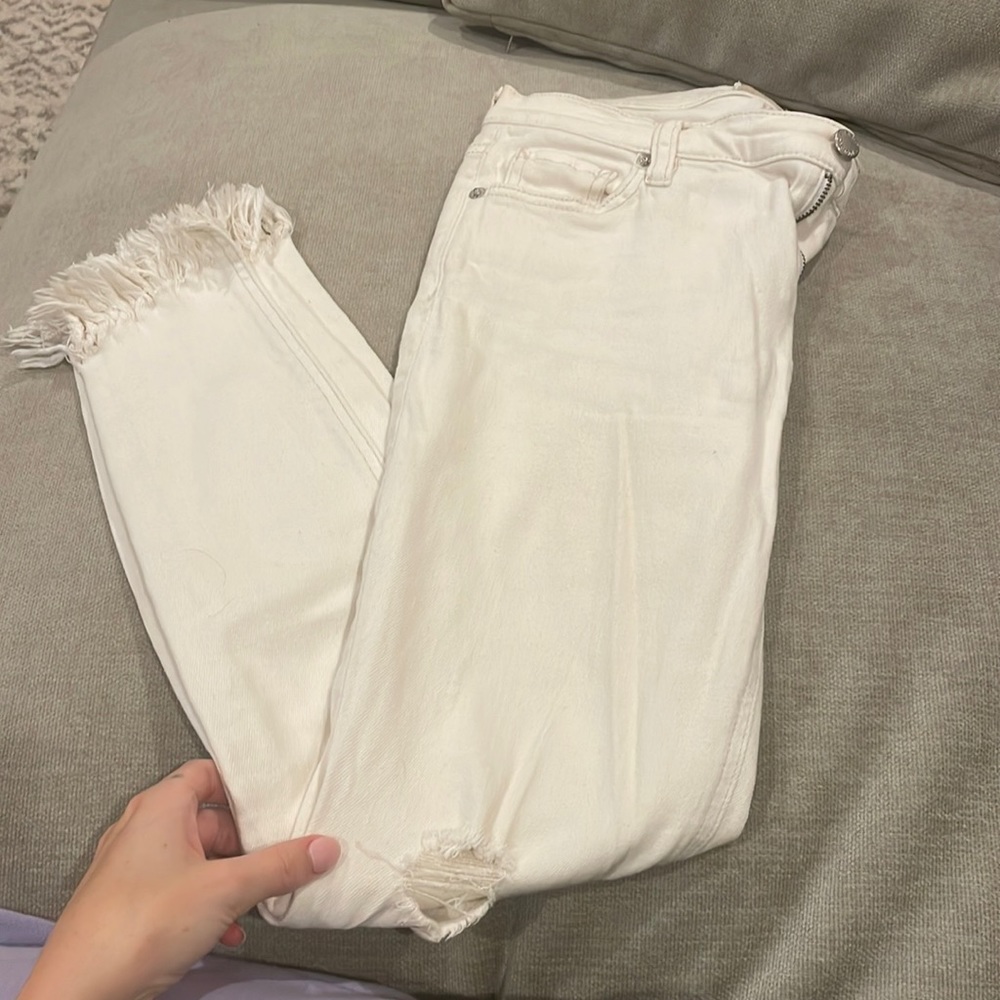 Free People white denim jeans